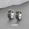 Vintage Kreuz Rose Creolen fuer Herren Hip Hop Retro Silber Schmuck Geschenk Stil - Rosenkreuz Stil (ES1026)