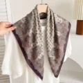 Retro paisley silk square scarf for women, elegant spring autumn neck scarf fashion accessory. - Paisley Purple Realm Cashew [Double-sided]