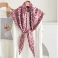 Pañuelo triangular floral mujer rosa ligero bufanda chic estampado floral chal pequeño - Rosa