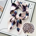 Geometric square silk scarf elegant fashion neckerchief stylish spring autumn head wrap - Space Pyramid - Purple & Pink