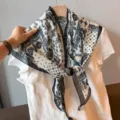 Black and white paisley triangle scarf, lightweight summer neck scarf for women variant. - Floral Paisley - White