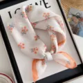 Kids cotton linen floral square scarf, cute orange daisy print neckerchief for boys and girls. - Small Daisy - Orange White