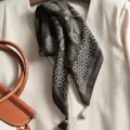 Vintage dark brown floral cotton linen scarf with tassel edge for women spring autumn. - Beige Coffee Fringe Lucky Clover Gray Brown