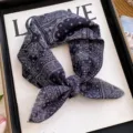 Classique foulard carré en coton et lin imprimé cachemire marine pour femme bandana. - Hip Hop Paisley Noir Blanc