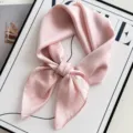 Solid pink silk scarf for women, elegant lightweight satin neckerchief accessory. - Light Pink