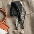 Black polka dot paisley square scarf with tassels variant stylish fashion accessory - Small Polka Dot Paisley Black
