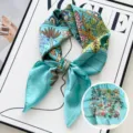 Pañuelo cuadrado tacto seda 70cm estampado selva tropical elegante bufanda de mujer chic - Paraíso Animal Azul Claro