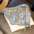 Vintage paisley print triangular headscarf with delicate beaded tassels for women summer - Stacked Paisley / White