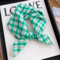 Foulard carre a carreaux vert et blanc fleurs coton lin printemps ete protection solaire cou - Carreaux Vert Blanc Fleur Rouge