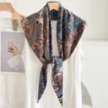 Foulard triangolare paisley blu, leggero primavera autunno moda donna sciarpa elegante. - Blu Arancio