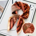 Orange Leopard Print Silk Scarf Square Neckerchief Stylish Women Scarf Variant Style - Gilded Leopard - Black & Orange