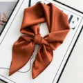 Women solid color silk scarf elegant satin neckerchief vintage square scarf daily wear - Chocolate