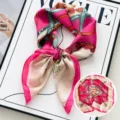 Élégant carré de soie rose foulard 70cm chic tour de cou bandeau mode accessoire femme - Chaîne Rose Rouge