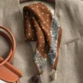 Brown paisley patterned silk-feel small square scarf with cute tassels for women style. - Small Dot Paisley Coffee