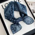 Foulard carré bleu foncé cachemire pour femmes, en coton lin, élégant tour de cou. - Paisley Bleu Marine