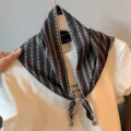 Retro lace thin triangular scarf for women, summer ethnic style breathable headscarf accessory. - Candied Hawthorn / Black