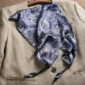 Blue Paisley Silk Scarf Women Spring Autumn Triangular Shawl Fashion Variant Style - Dunhuang Mural Paisley - Navy Blue