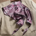 Elegant purple paisley silk scarf for women, chic triangular shawl and stylish neck accessory. - Dunhuang Mural Paisley - Leather Purple