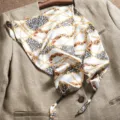 Chain leopard print silk scarf women stylish triangular shawl stylish accessory fashion piece - Star Chain Leopard - Beige