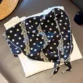 Retro lace polka dot triangular scarf women summer ethnic breathable headscarf with beads - Rune Polka Dot / Black