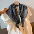 Black and white paisley print triangular scarf, elegant neckerchief for women summer. - Irregular Paisley Black