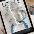 Kids cotton linen floral square scarf cute baby neckerchief toddler sun protection summer - Wild Chrysanthemum - Peacock Blue White