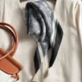 Vintage carriage pattern cotton linen small square scarf, elegant retro neck scarf for women. - Beige Fringe Warring States Carriage Navy Blue