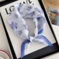Cute kids cotton linen floral square scarf, stylish breathable baby bandana for boys and girls. - Vervain - Purple White
