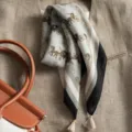 Vintage carriage print cotton linen square scarf with tassels elegant neckerchief for women - Beige Fringe Warring States Carriage Off White