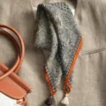 Paisley printed square scarf with orange border and tassels, elegant linen-feel accessory for women. - Swirl Small Paisley Black White