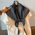 Vintage black paisley print triangle scarf for women summer lightweight chic neckerchief - Small Geometric Plaid Black