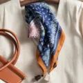 Vintage paisley cotton linen square scarf for women, elegant double sided neckerchief. - Beige Coffee Fringe Two Tone Paisley Blue Orange