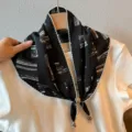 Retro lace thin triangular scarf women summer ethnic breathable headscarf beaded silk scarf - Glitch Space / Black