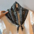 Vintage lace thin triangle scarf women summer bohemian breathable headscarf beaded - Exotic Paisley / Black Green