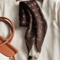 Retro brown paisley cotton linen small square scarf with tassels, vintage neck scarf for women. - Beige Coffee Fringe Paisley Snowflake Coffee