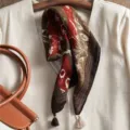 Retro paisley print cotton linen small square scarf with elegant tassel decoration for women - Beige Coffee Fringe Canna Red Coffee