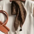 Retro brown paisley cotton linen square scarf with delicate tassels for women spring autumn. - Beige Coffee Fringe Snowflake Cake Coffee