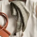 Vintage paisley print cotton linen small square scarf with elegant tassels for women spring. - Beige Coffee Fringe Snowflake Cake Brown