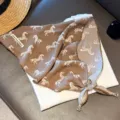 Retro lace thin triangular scarf for women summer ethnic style breathable headscarf with beads. - Thousands Of Horses / Camel