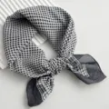 Black and white houndstooth paisley square scarf, casual neckerchief for men and women. - Small Houndstooth