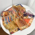 Pañuelo cuadrado pintura al óleo amarillo vintage francés ligero bufanda mujer decorativo - Antigua Civilización Egipcia