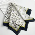 Cotton square scarf with heart and floral print, stylish vintage neckerchief for women and men. - Big And Small Hearts