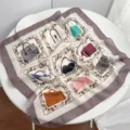 Luxury style printed silk square scarf for women, elegant fashion neckerchief and head wrap. - Colorful Bags