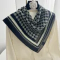 Classic black and white geometric printed square scarf, stylish vintage neckerchief for women. - Cupid Letter