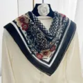 Women square scarf floral leopard houndstooth print fashion neckerchief vintage elegant shawl. - Leopard Floral Print