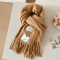 Effen dubbelzijdige sjaal met kasjmiergevoel voor heren en dames winter warm design. - camel