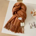 Caramel Winter Effen Kaschmir Gevoel Franje Sjaal - Gezellige Warme Paar Sjaal Mooi - Karamel