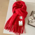Rode sjaal van imitatiekasjmier met franjes, zachte warme lange omslagdoek voor stellen. - China Rood