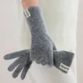 Grijs lange pluizige gebreide handschoenen vrouwen winter warm zacht thermische handschoenen. - donkergrijs