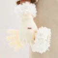 Guantes de punto crema de mujer invierno con puño de borreguillo sintético táctiles cálidos. - Talla única / Blanco Roto